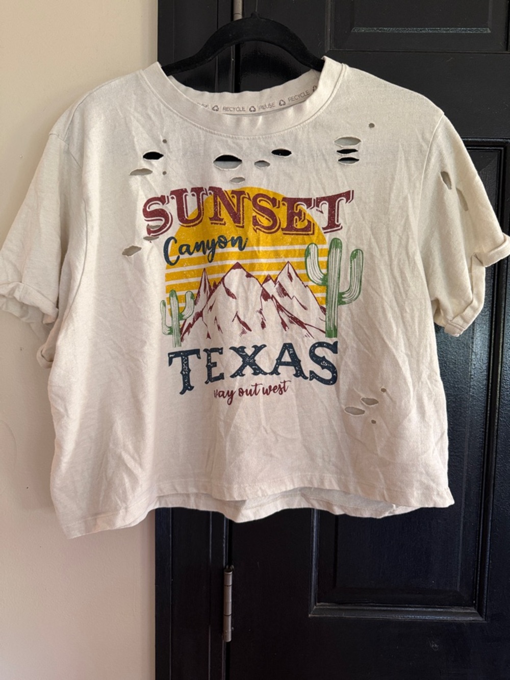 Sunset Canyon Texas Graphic Tee - Cream with Multicolor Print